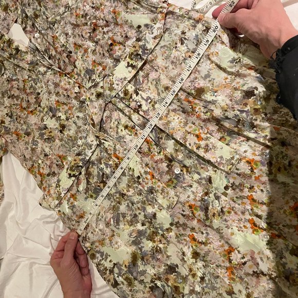 NWT Co Collections Button Front Shirtdress w/ Belt in Abstract Floral Jacquard, - Picture 6 of 7